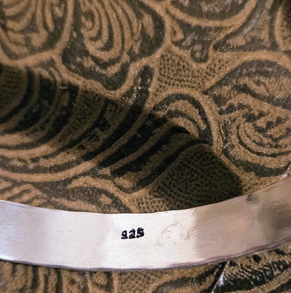 Sterling Silver Boho Chic Diamond Pattern Bangle - image 2